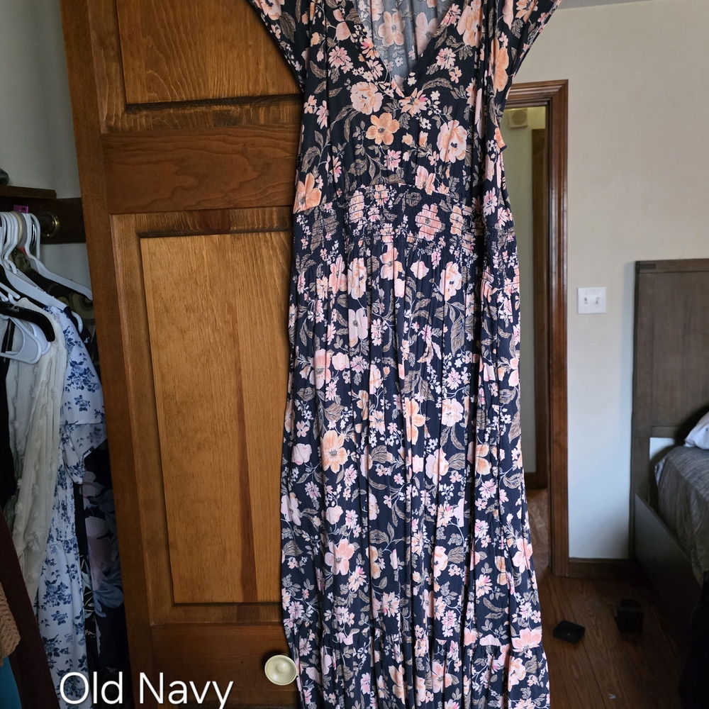 Old Navy Floral Maxi Dress - Navy and Peach
